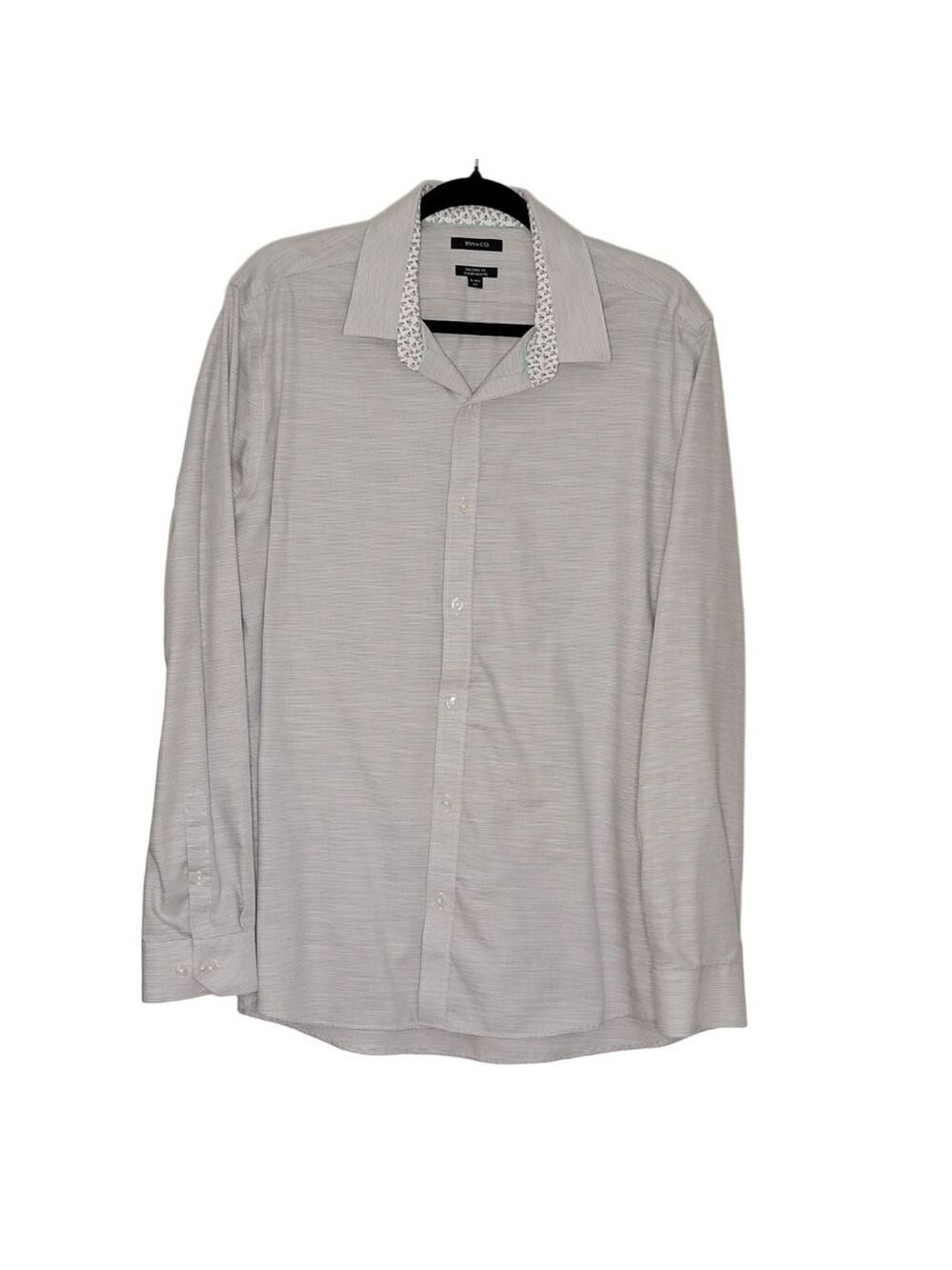 Men's RW&CO. Gray Striped Tailored Fit Dress Shirt 16-16.5